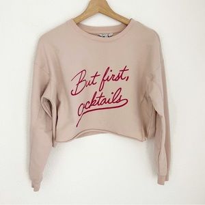 Wildfox l Cropped Pink Graphic Sweatshirt